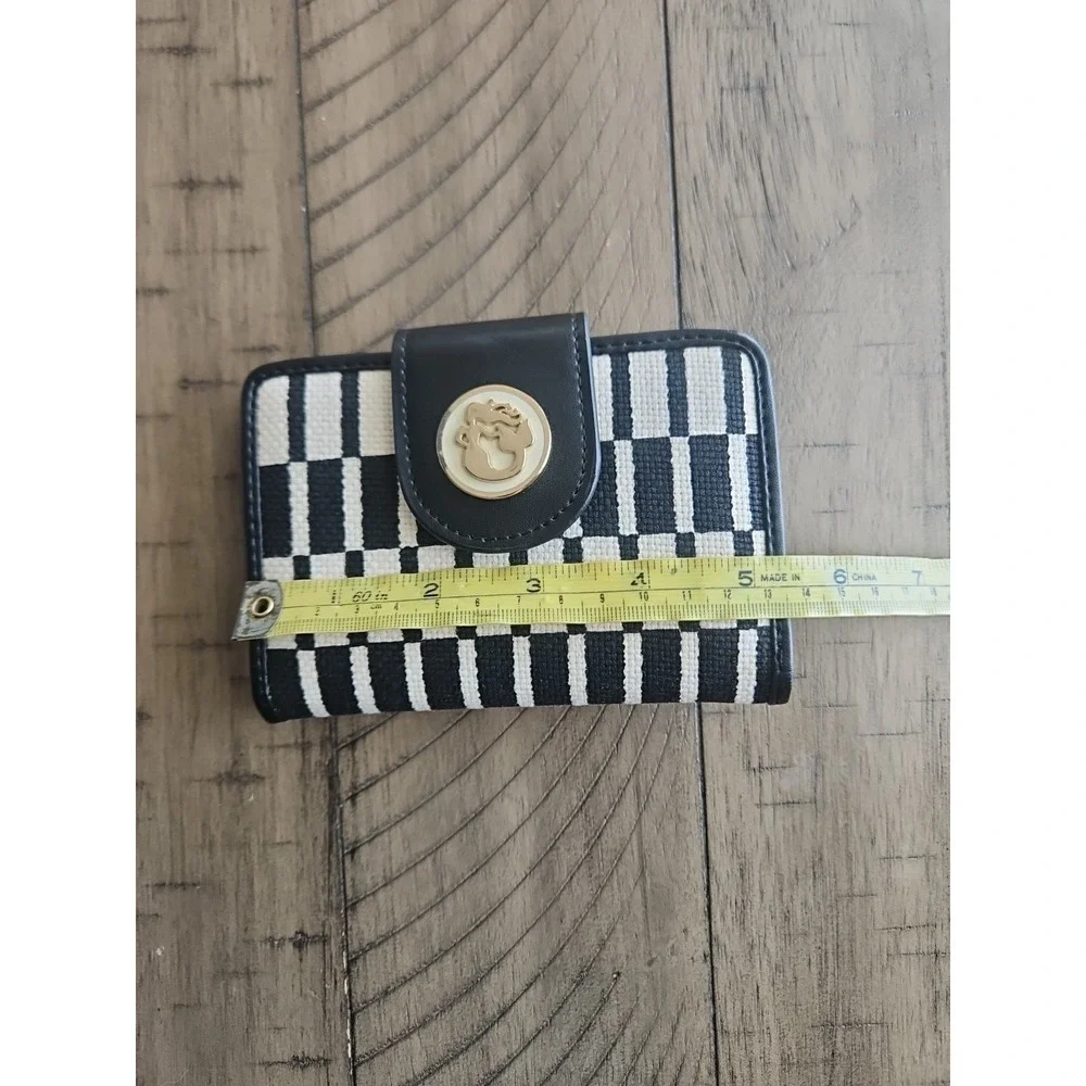 Spartina 449 Wallet Black Cream Rhett Yacht Club Geometric Linen Leather Coastal - Picture 14 of 16